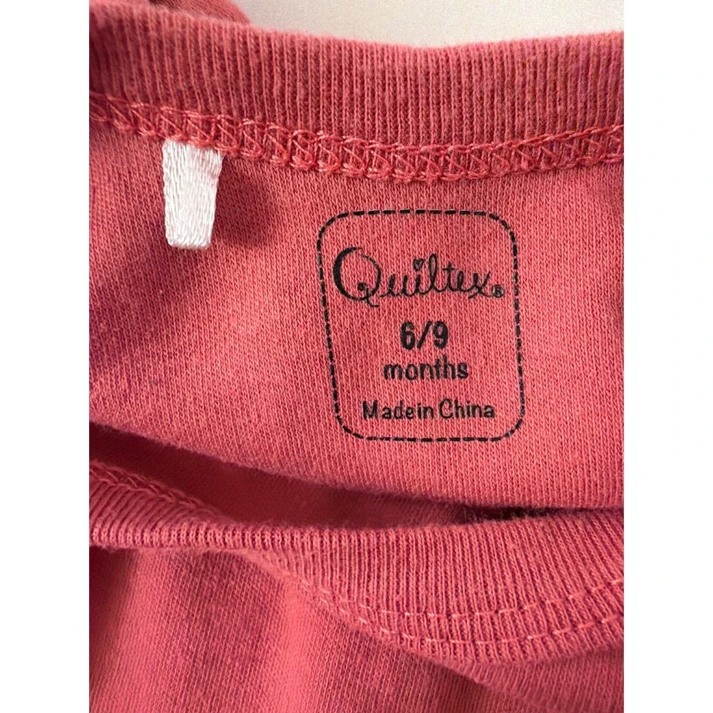 Quiltex Bodysuits Baby Girl 6-9 Months Pink 2pc Lot Ribbed Ruffle Long Sleeve